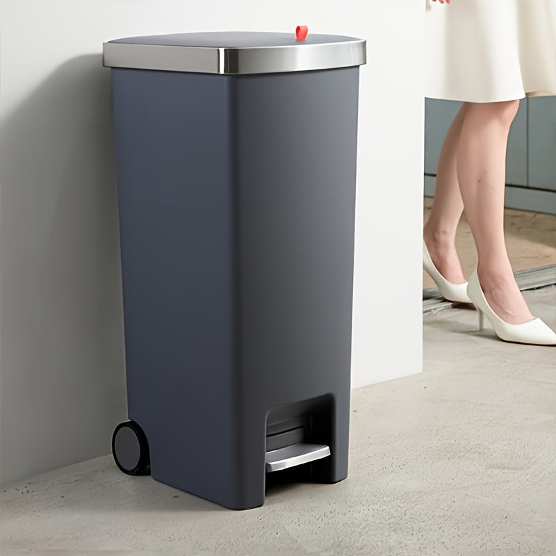 Foot Pedal Trash Can with Wheels - Image 2