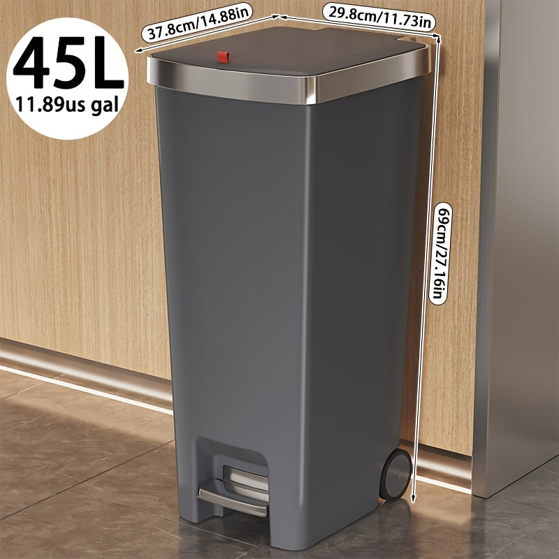 Foot Pedal Trash Can with Wheels - Image 3