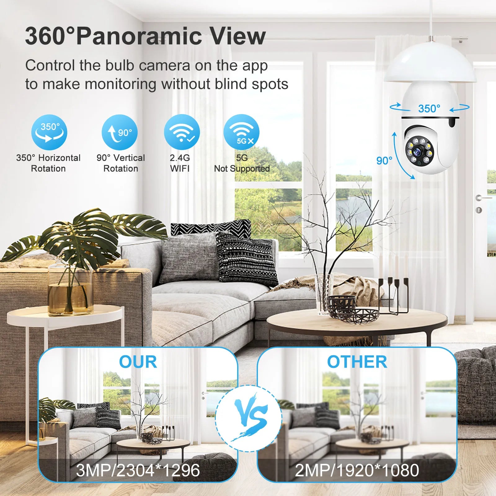E27 Wifi Camera Bulb 3MP with Night Vision - Image 3
