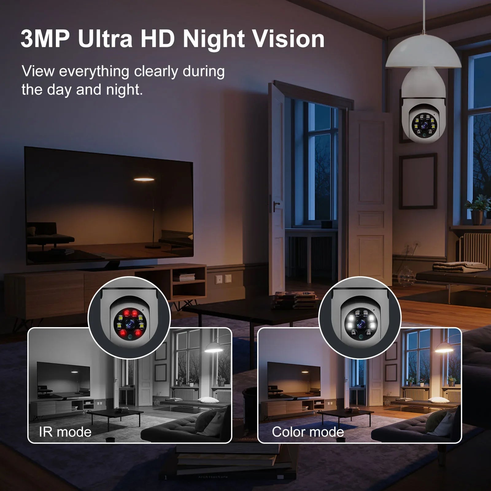 E27 Wifi Camera Bulb 3MP with Night Vision - Image 5